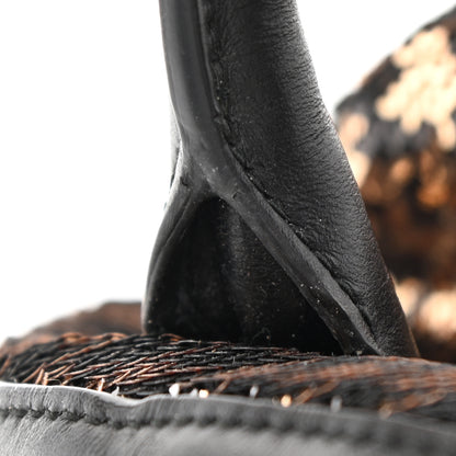 Salvatore Ferragamo Calfskin Sequin Small Fiamma Bag Black Gold 11 of 11
