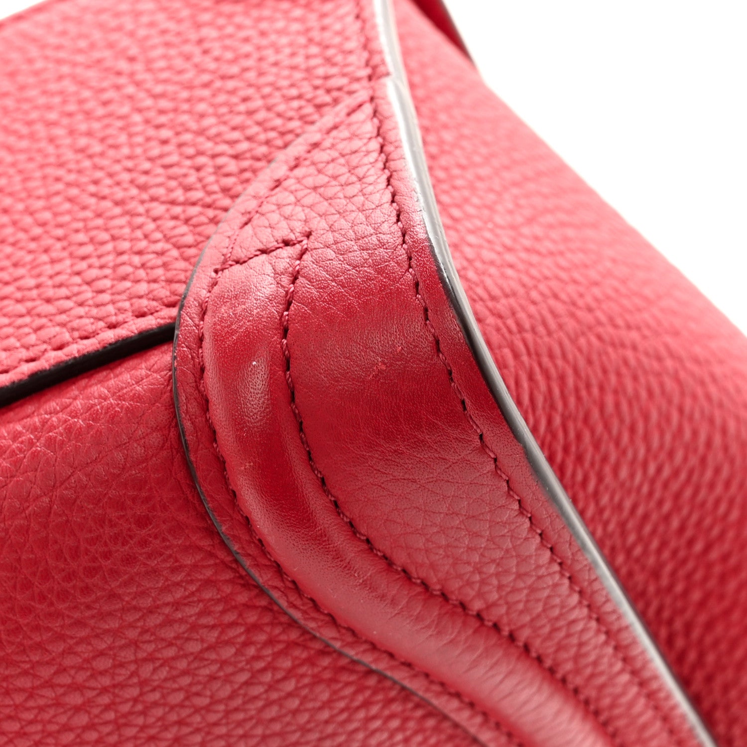 Celine Drummed Calfskin Nano Luggage Red 14 of 17
