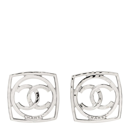 Chanel Metal Square CC Earrings Silver 1 of 5