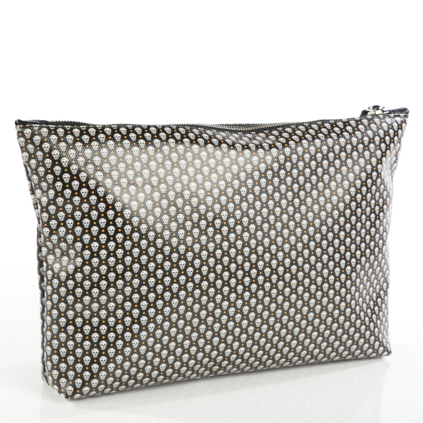 Coated Canvas Mini Skull Zipped Pouch