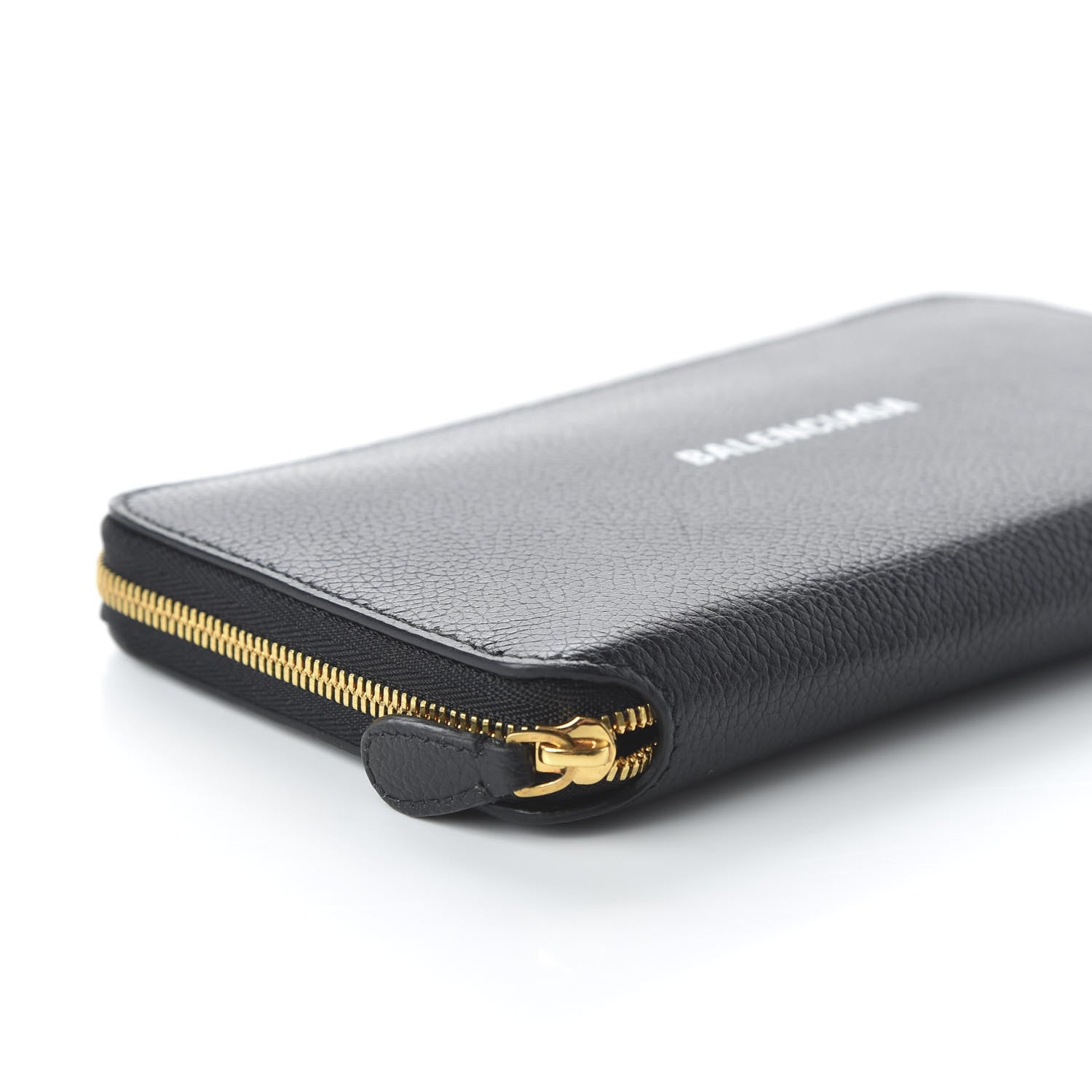 Balenciaga Calfskin Logo Everyday Continental Zip Around Wallet Black 6 of 9