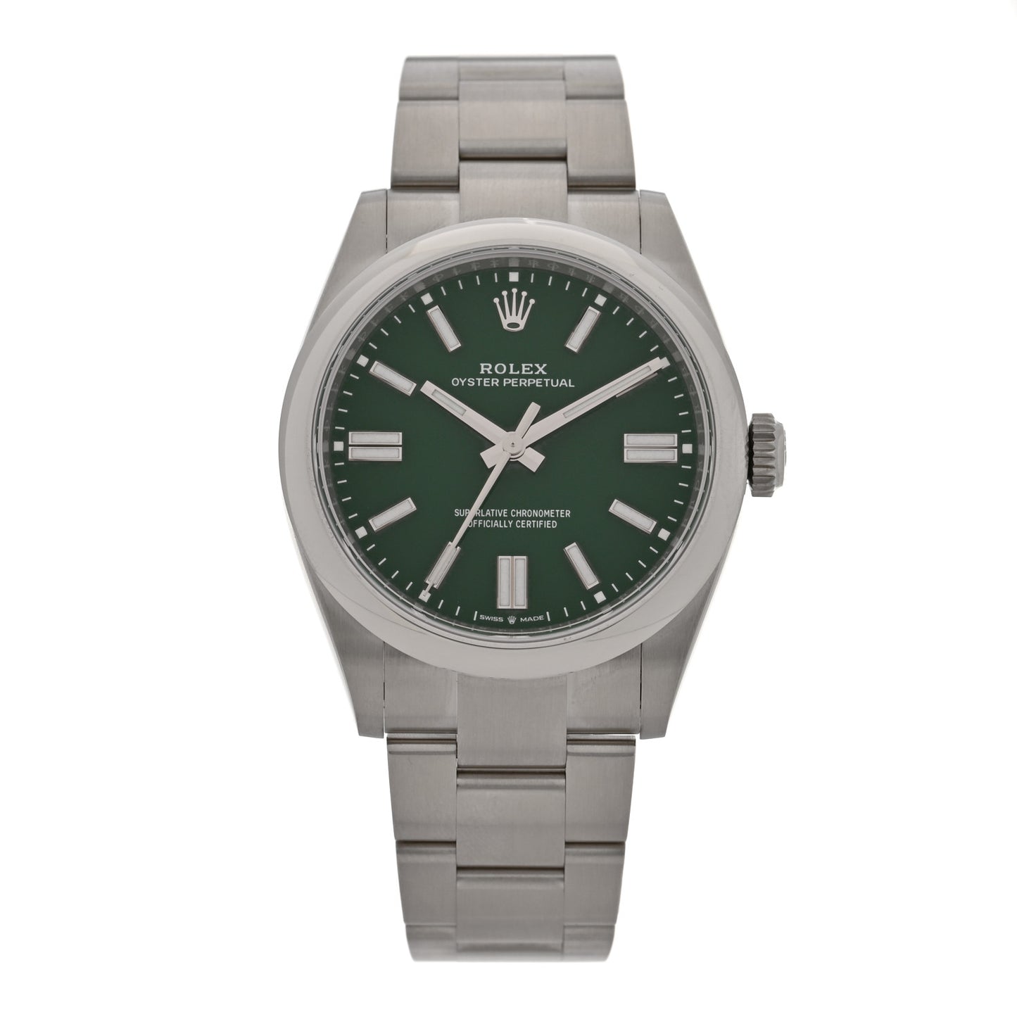 Stainless Steel 41mm Oyster Perpetual Watch Green 134300