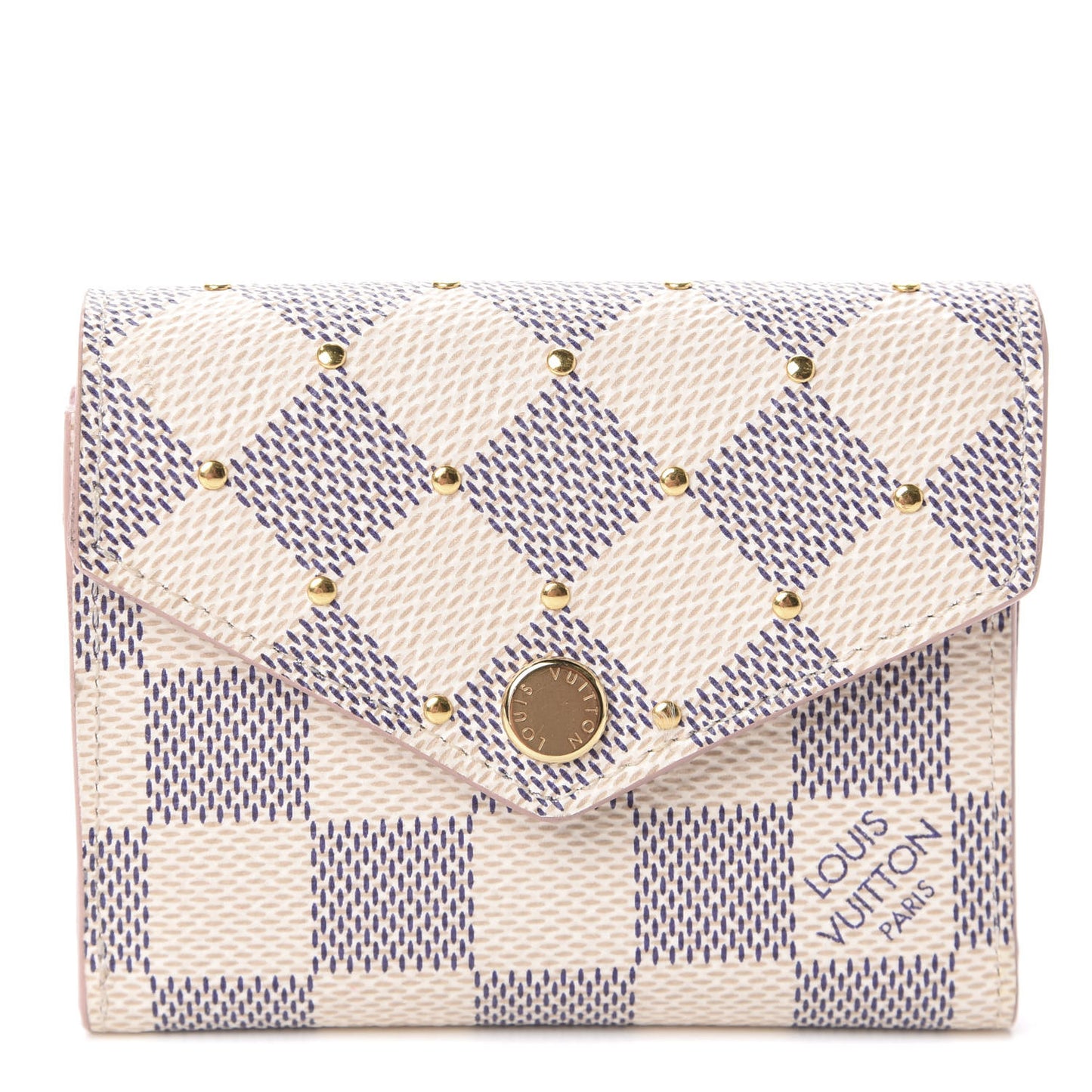 Damier Azur Studded Zoe Wallet Rose Ballerine