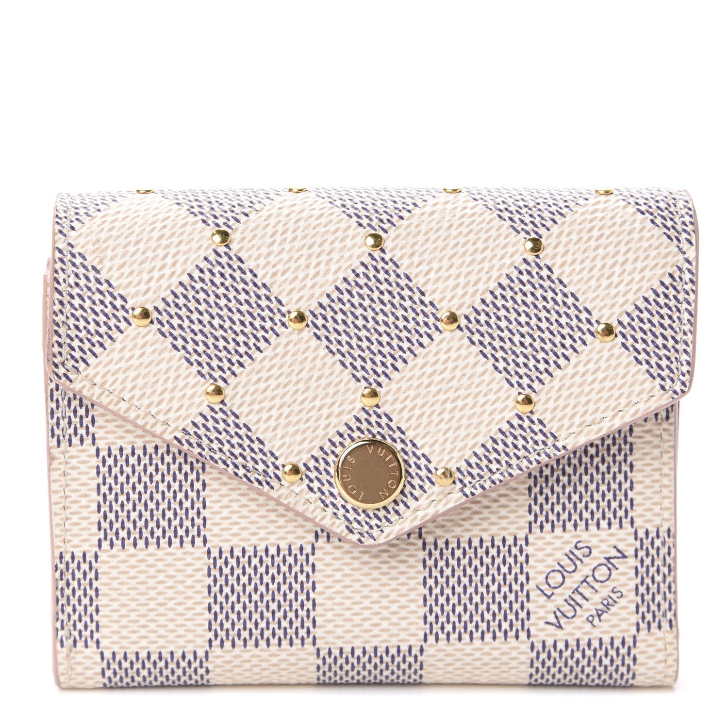 Louis Vuitton Damier Azur Studded Zoe Wallet Rose Ballerine 1 of 6