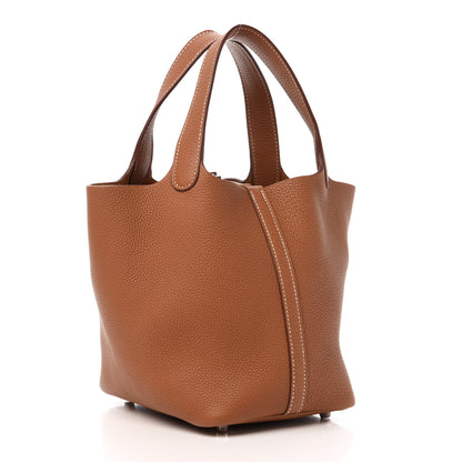 Hermes Taurillon Clemence Picotin Lock 18 PM Gold 3 of 11