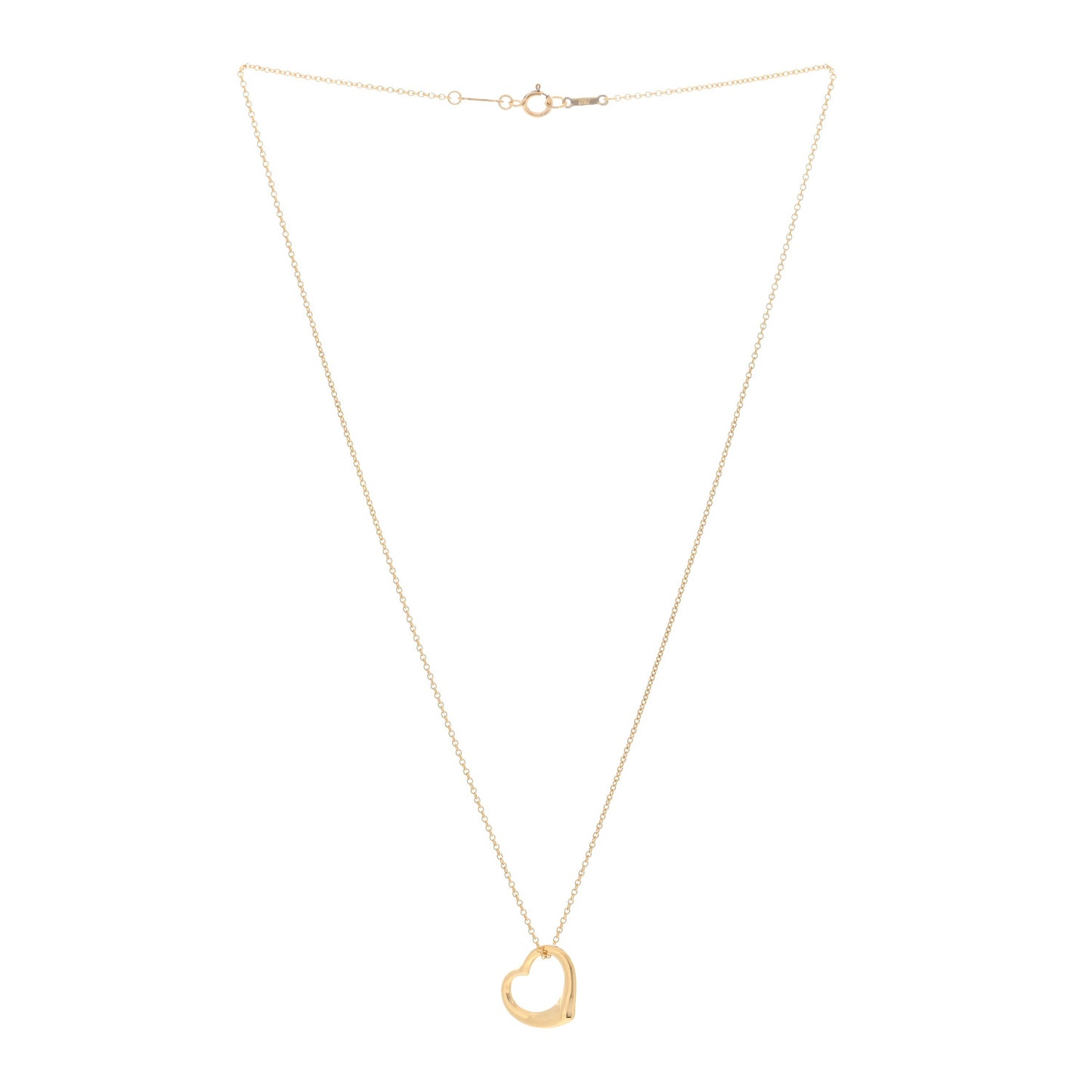 18K Yellow Gold 16mm Elsa Peretti Open Heart Pendant Necklace