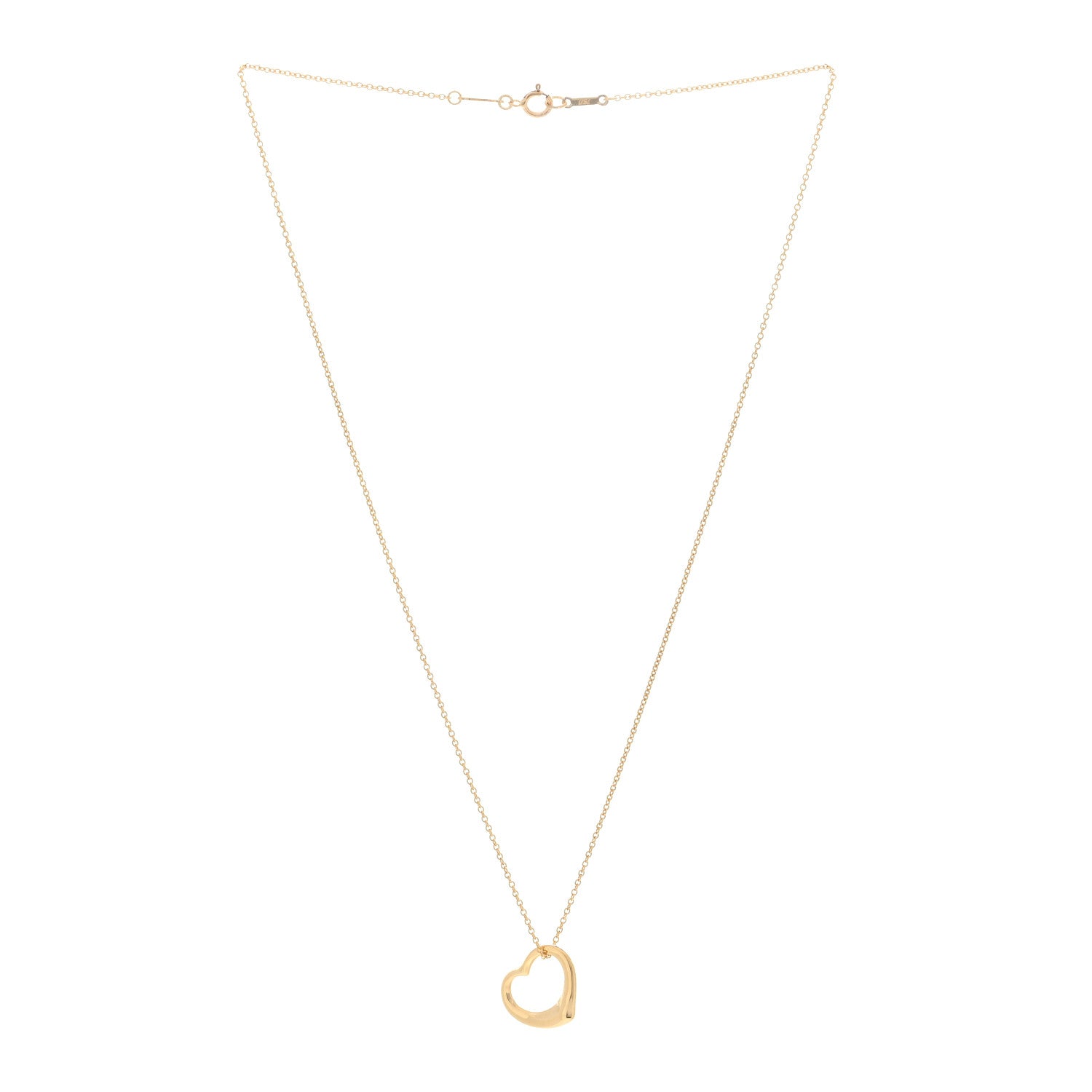 Tiffany 18K Yellow Gold 16mm Elsa Peretti Open Heart Pendant Necklace 2 of 4