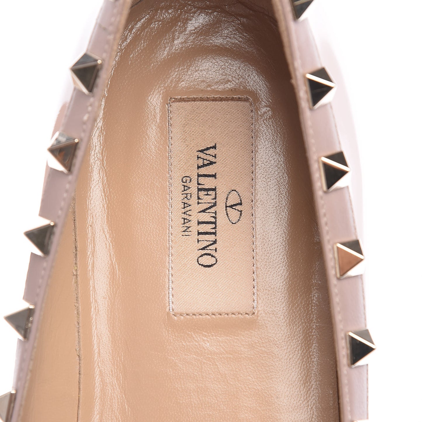 Patent Nappa Rockstud Ballerina Flats 40.5 Water Rose Poudre