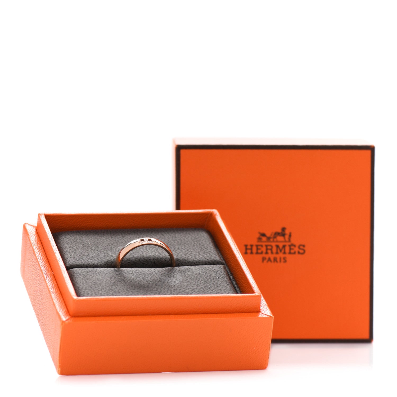 Hermes 18K Rose Gold Diamond Ever Herakles Wedding Band Ring 52 6 5 of 6