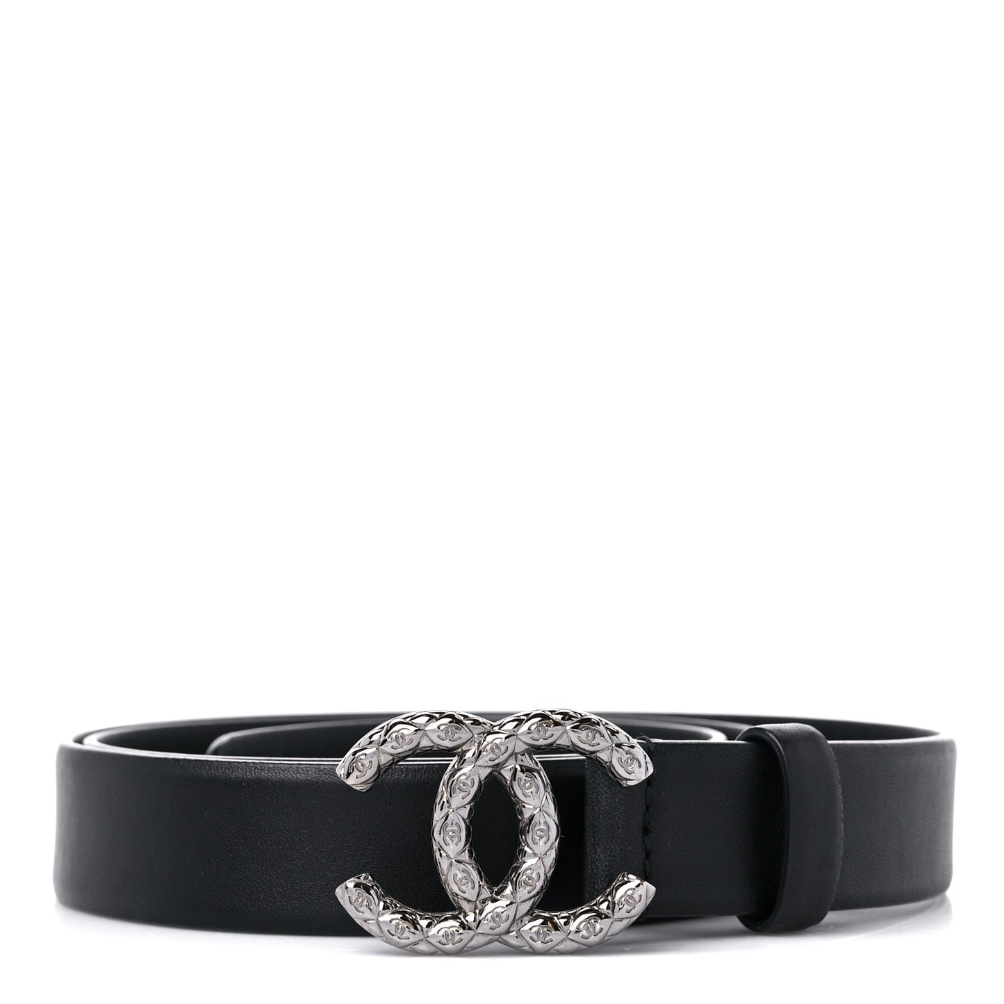 Calfskin Quilted CC Belt 85 34 Black