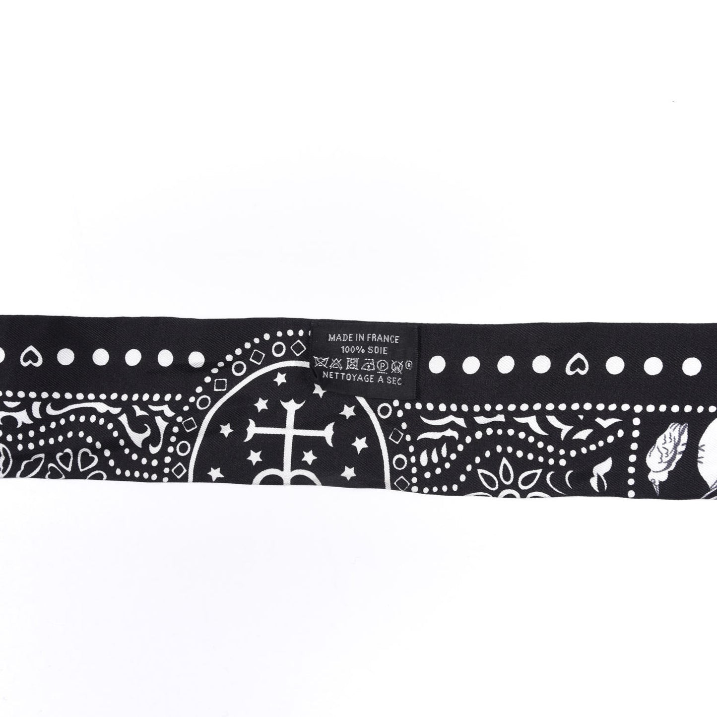 Silk Peuple Du Vent Bandana Twilly Black White