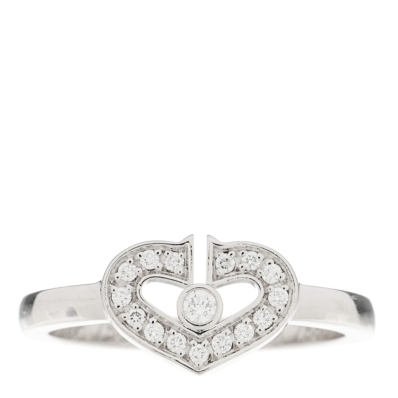 18K White Gold Diamond Small Hearts and Symbols Ring 48 4.5