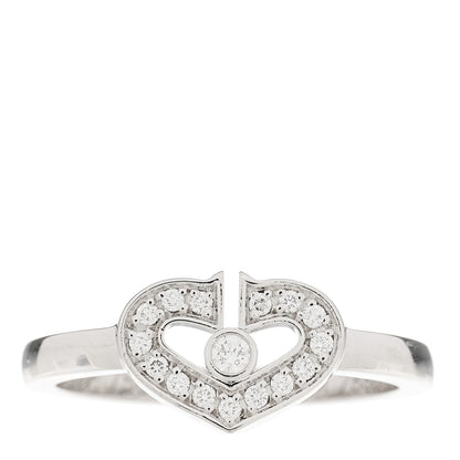 Cartier 18K White Gold Diamond Small Hearts and Symbols Ring 48 4.5 1 of 7