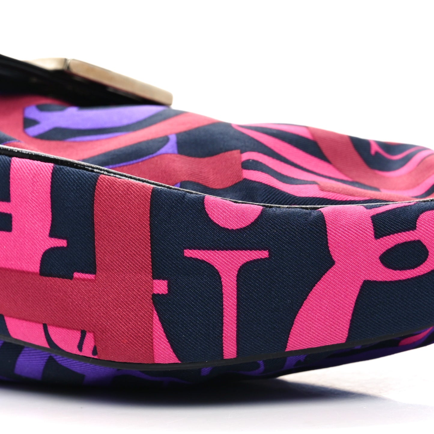 Nylon Patent Half Moon Baguette Black Multicolor