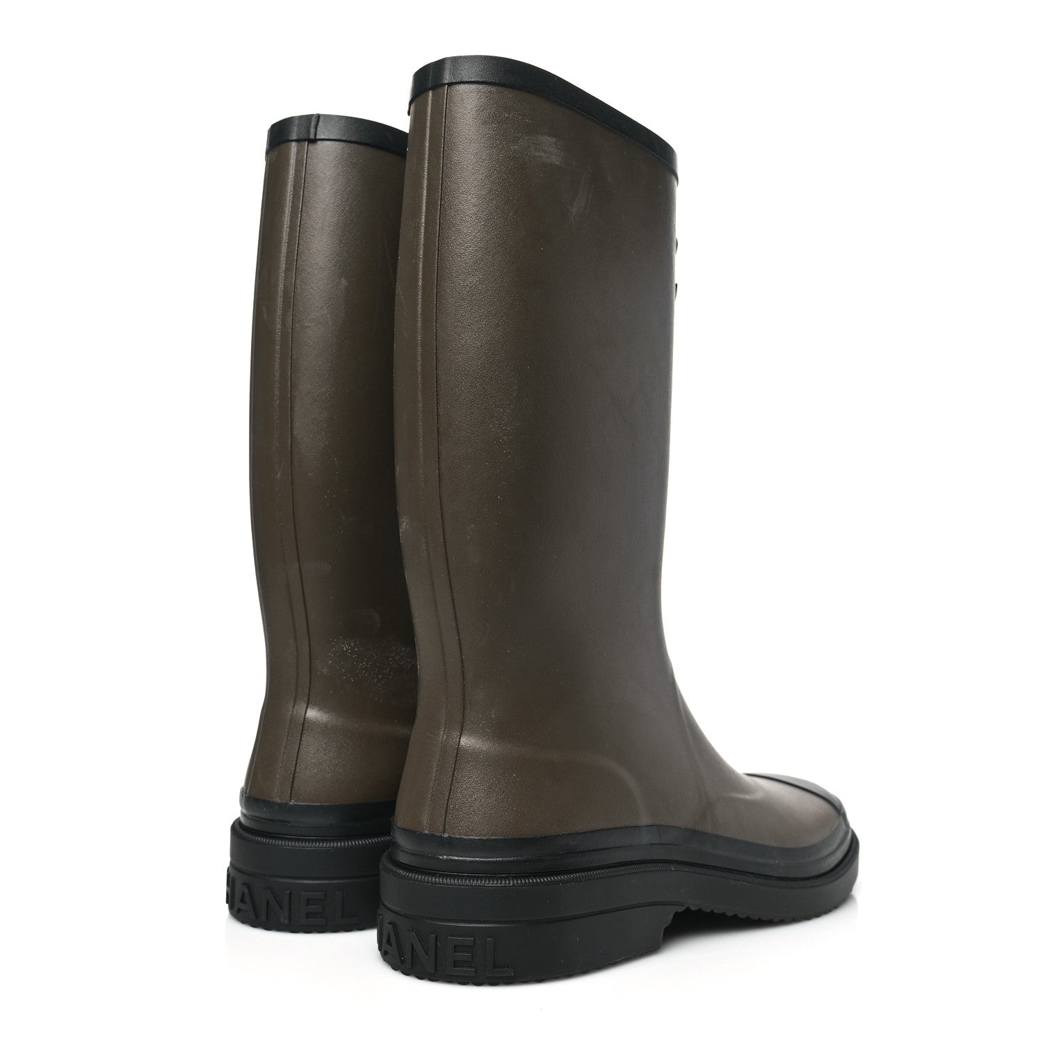 Chanel Caoutchouk CC High Boots 41 Khaki Black 4 of 8