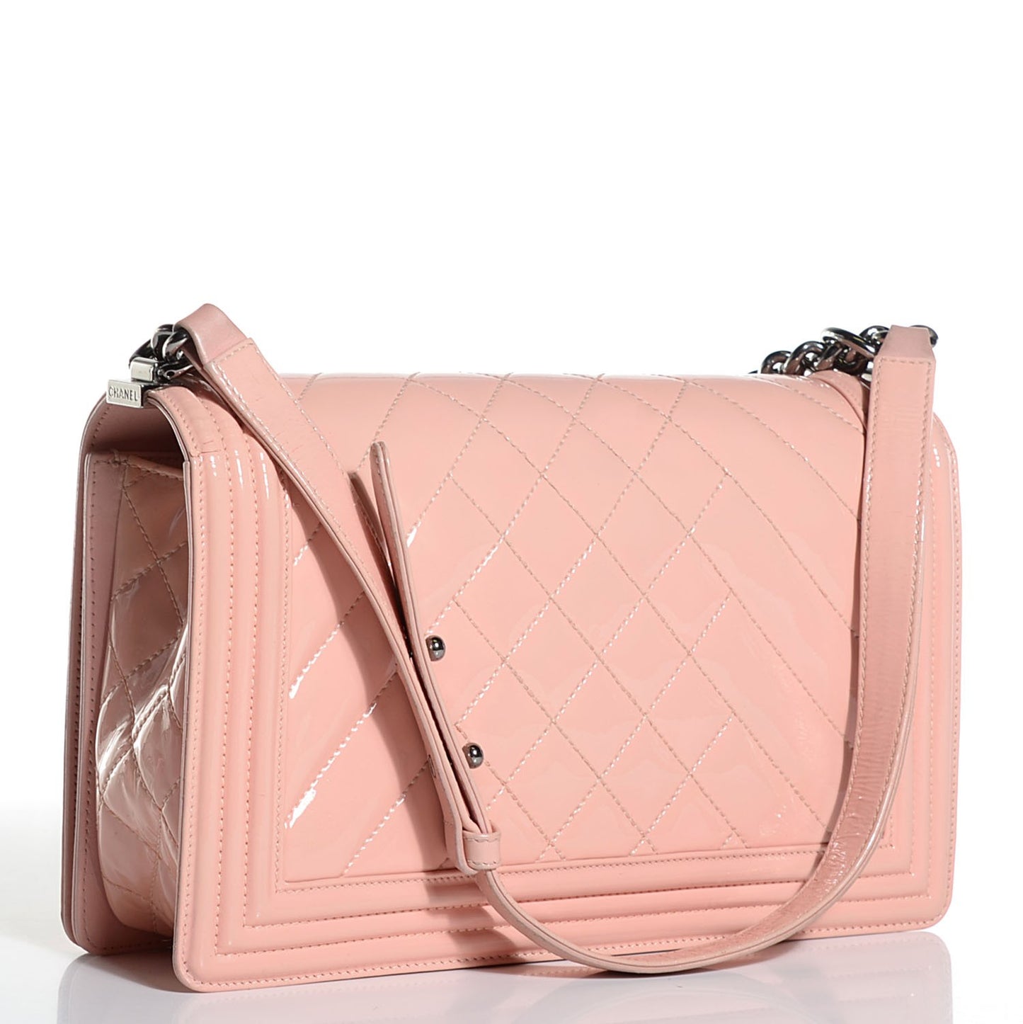 Patent Chevron New Medium Boy Flap Light Pink