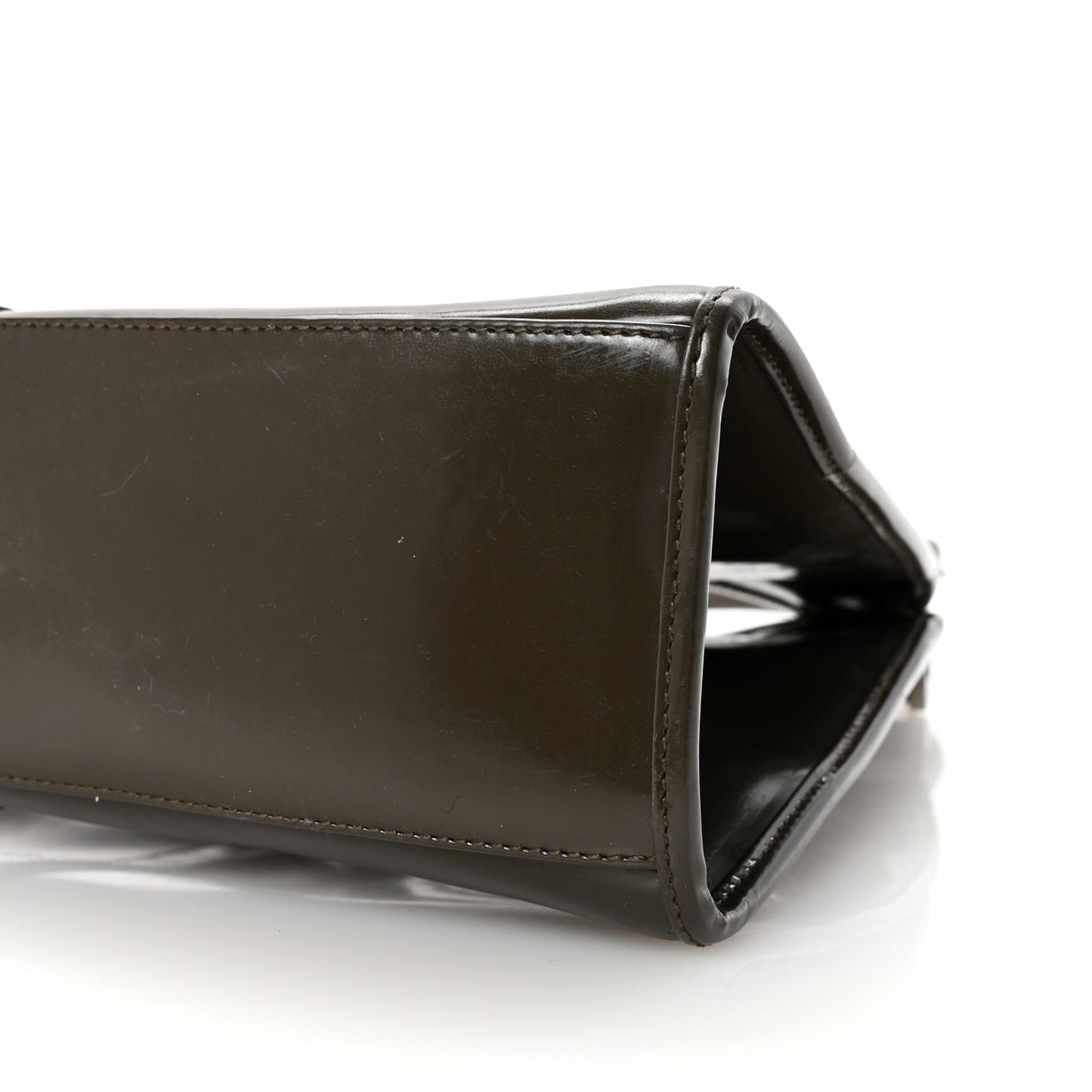 Patent Bardot Shoulder Bag Olive Green