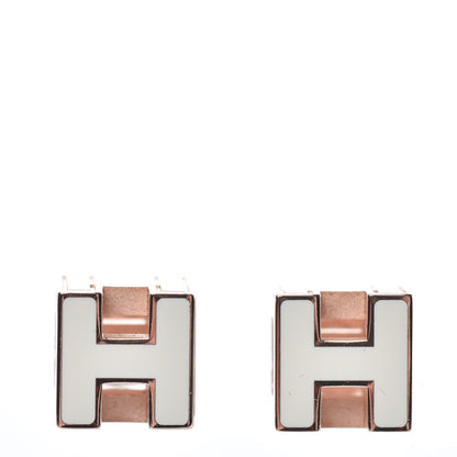 Hermes Rose Gold Plated Cage d'H Earrings White 1 of 5