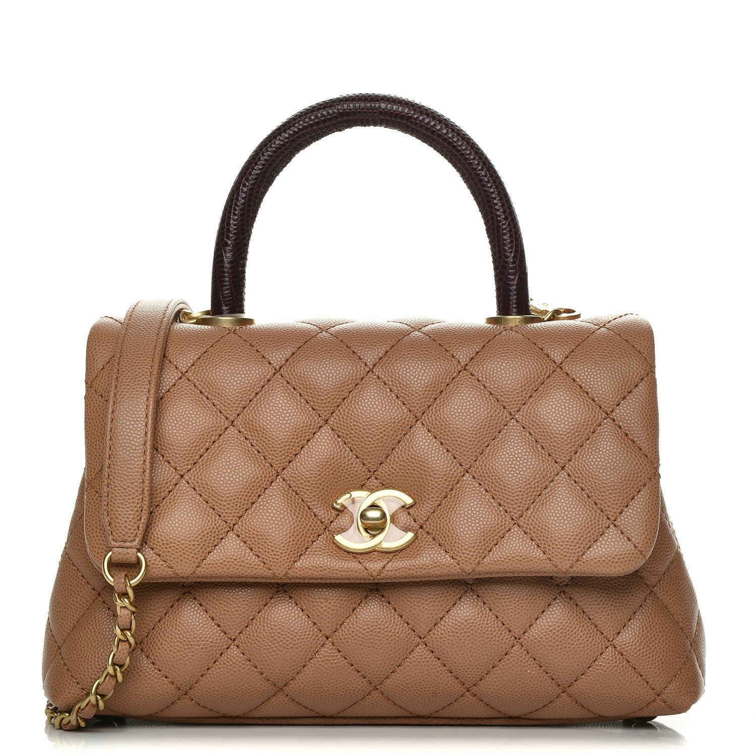 Chanel Caviar Lizard Quilted Mini Coco Handle Flap Beige 1 of 7