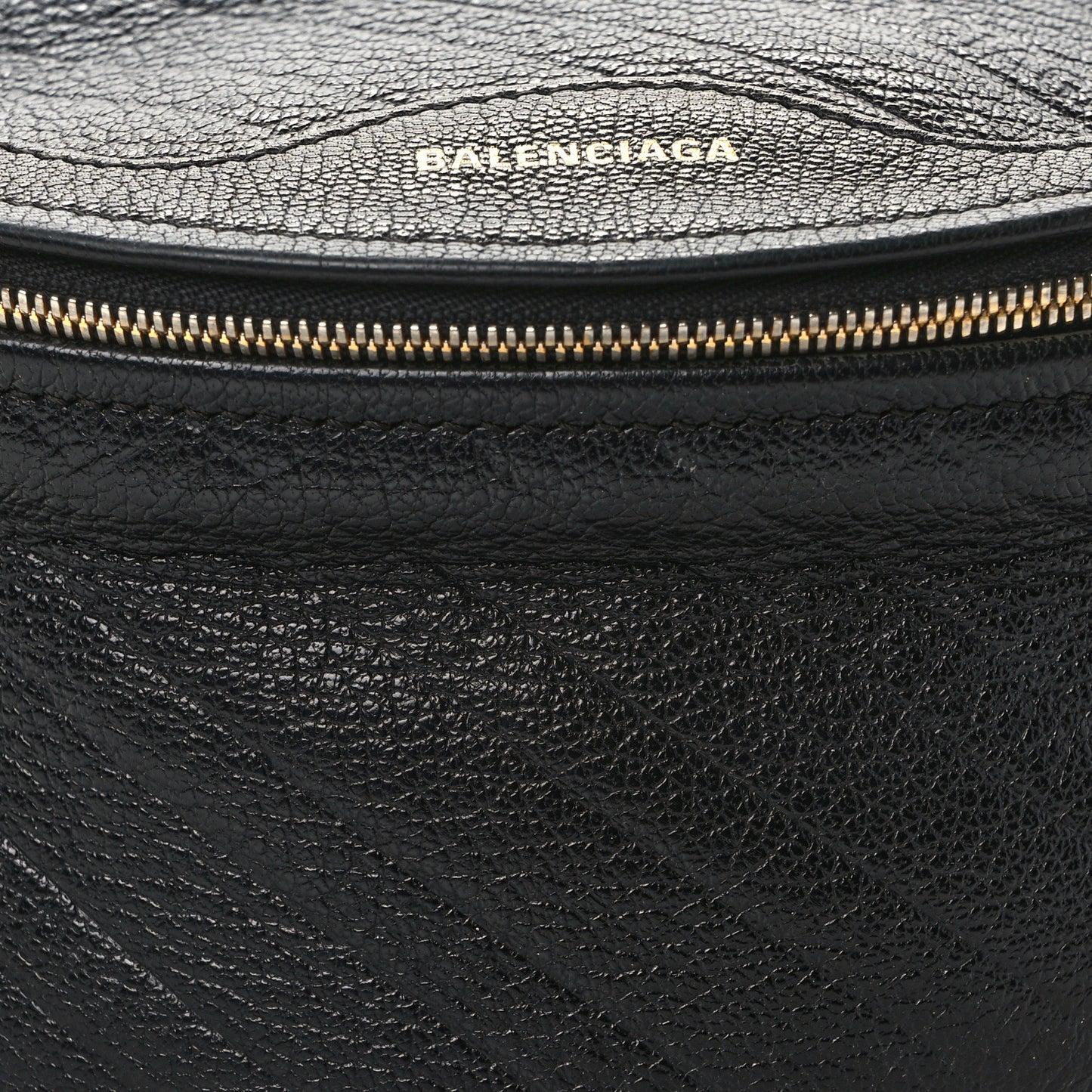 Shiny Goatskin Allover Logo Embossed XXS Souvenir Belt Bag Black