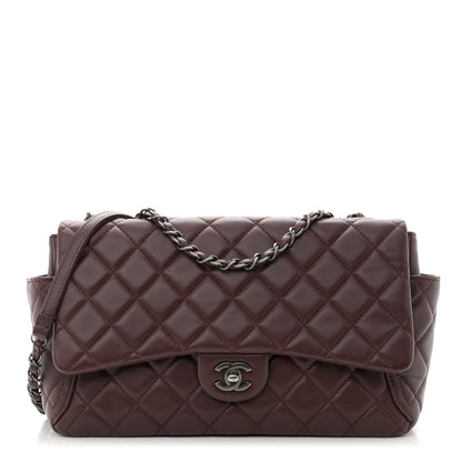 Chanel Lambskin Quilted Large Around Pockets Flap Burgundy 1 of 10