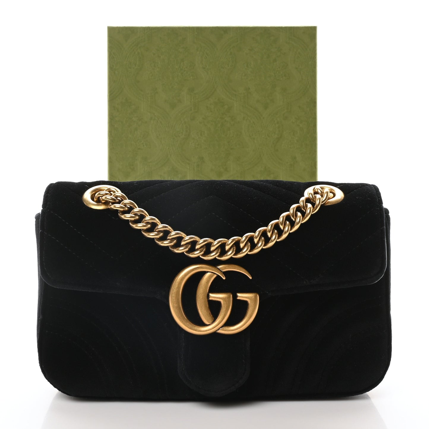 Velvet Matelasse Mini GG Marmont Shoulder Bag Black