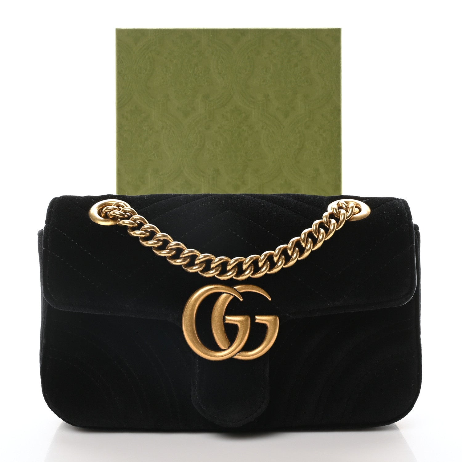 Gucci Velvet Matelasse Mini GG Marmont Shoulder Bag Black 11 of 11