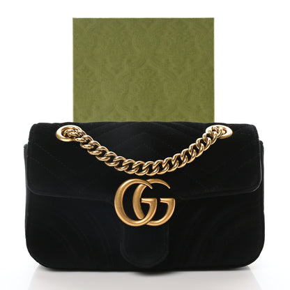 Gucci Velvet Matelasse Mini GG Marmont Shoulder Bag Black 11 of 11