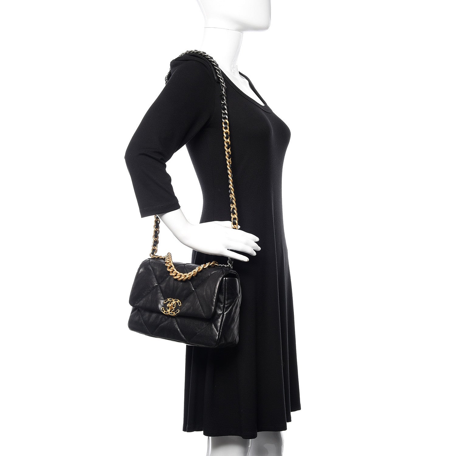 Chanel Goatskin Quilted Medium 19 Flap Black 2 of 11