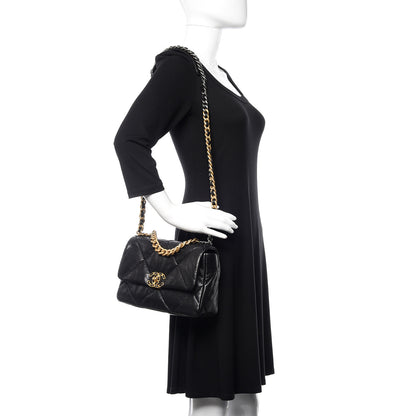 Chanel Goatskin Quilted Medium 19 Flap Black 2 of 11