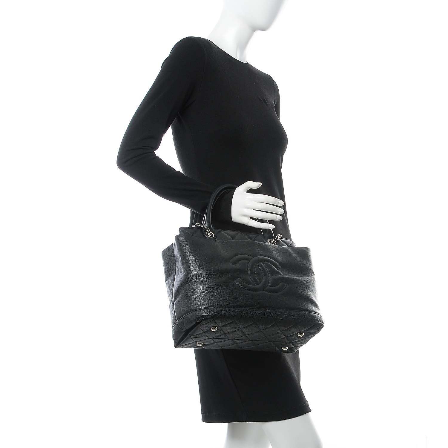 Chanel Soft Caviar CC Medium Top Handle Tote Black 3 of 8