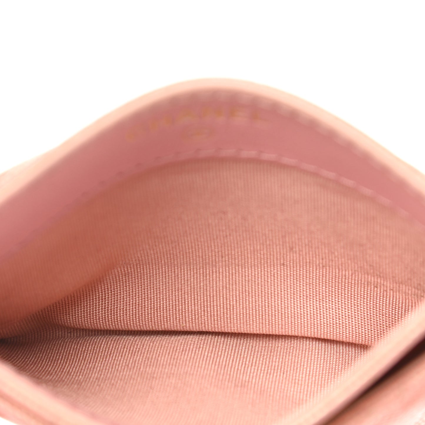 Iridescent Caviar Quilted Card Holder Rose Pink
