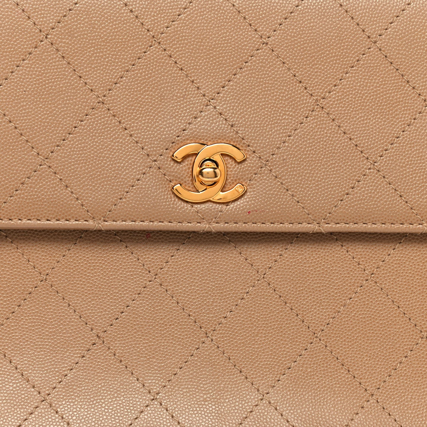 Caviar Stitched Medium Flap Beige