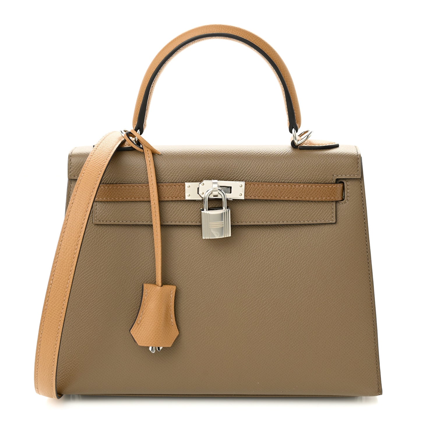 Epsom Verso Tri-Color Kelly Sellier 25 Etoupe Alezan Biscuit