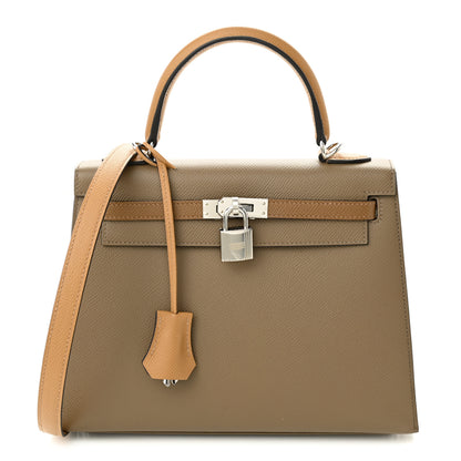 Hermes Epsom Verso Tri-Color Kelly Sellier 25 Etoupe Alezan Biscuit 1 of 10