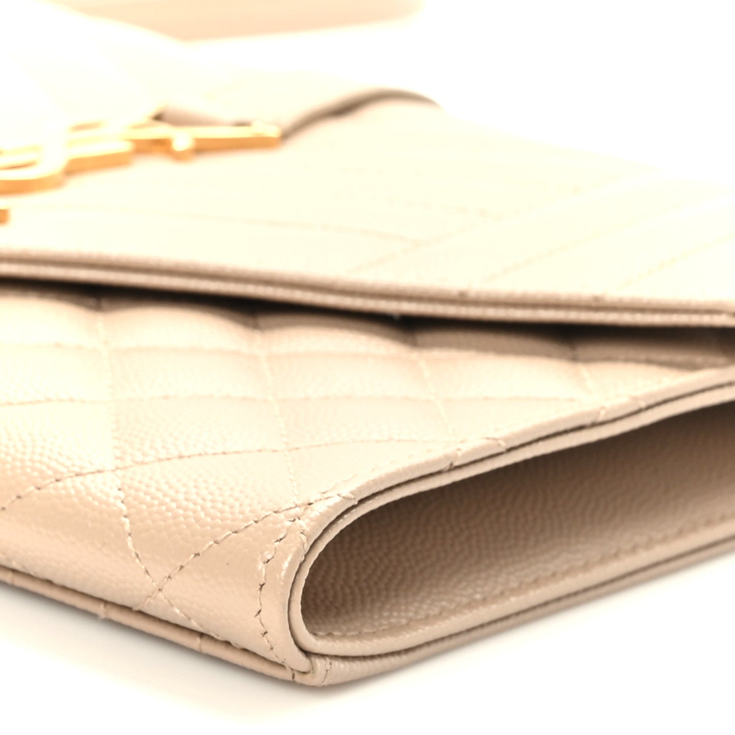 Grain De Poudre Textured Mixed Matelasse Triquilt Monogram Clutch Dark Beige