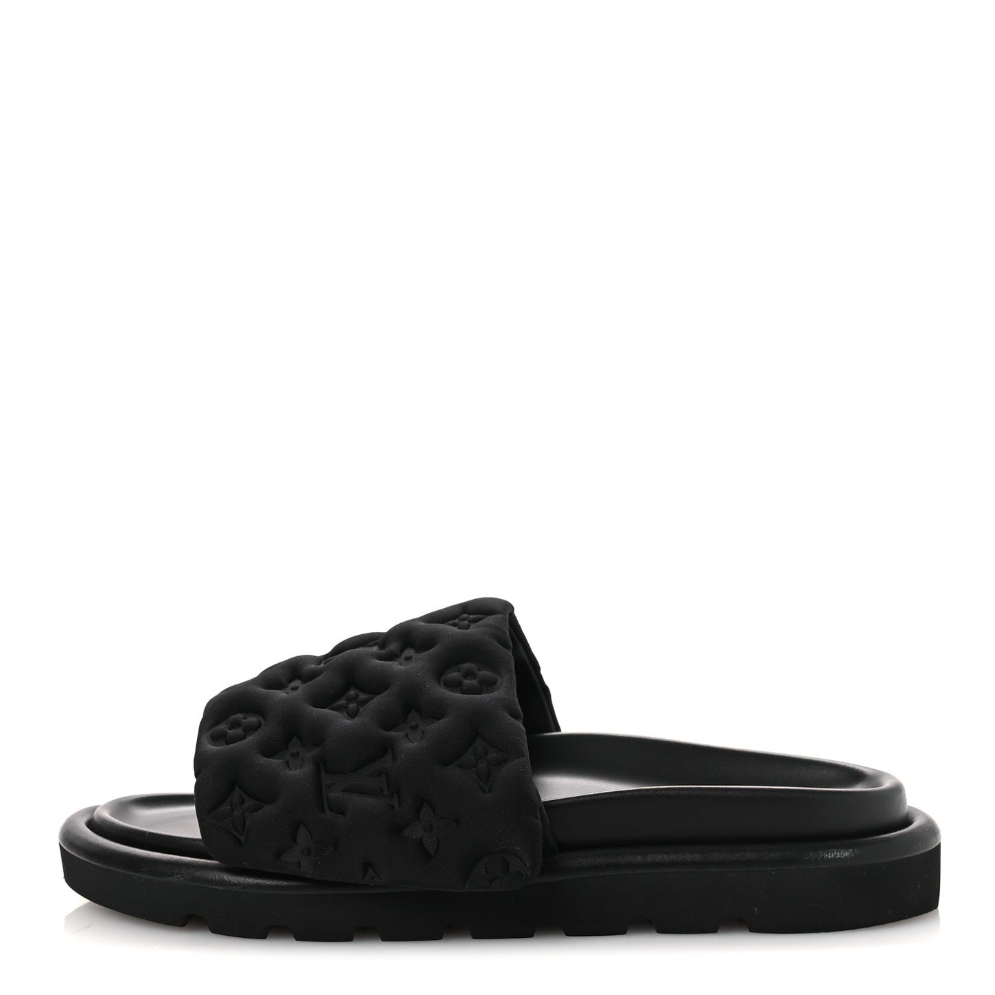 Technical Fabric Embossed Monogram Pool Pillow Comfort Mules 41 Black