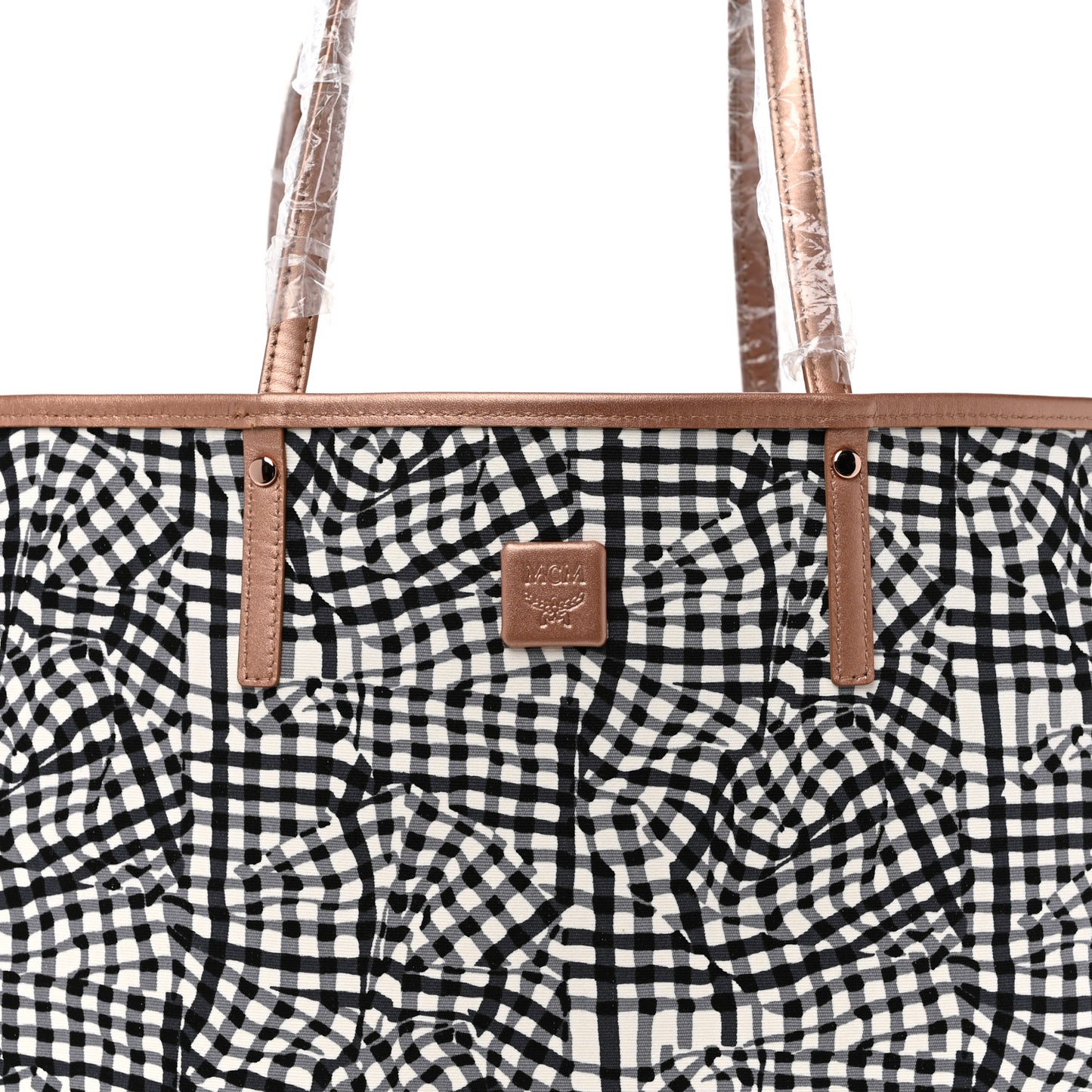 Metallic Visetos Medium Reversible Shopper Tote Champagne Gold