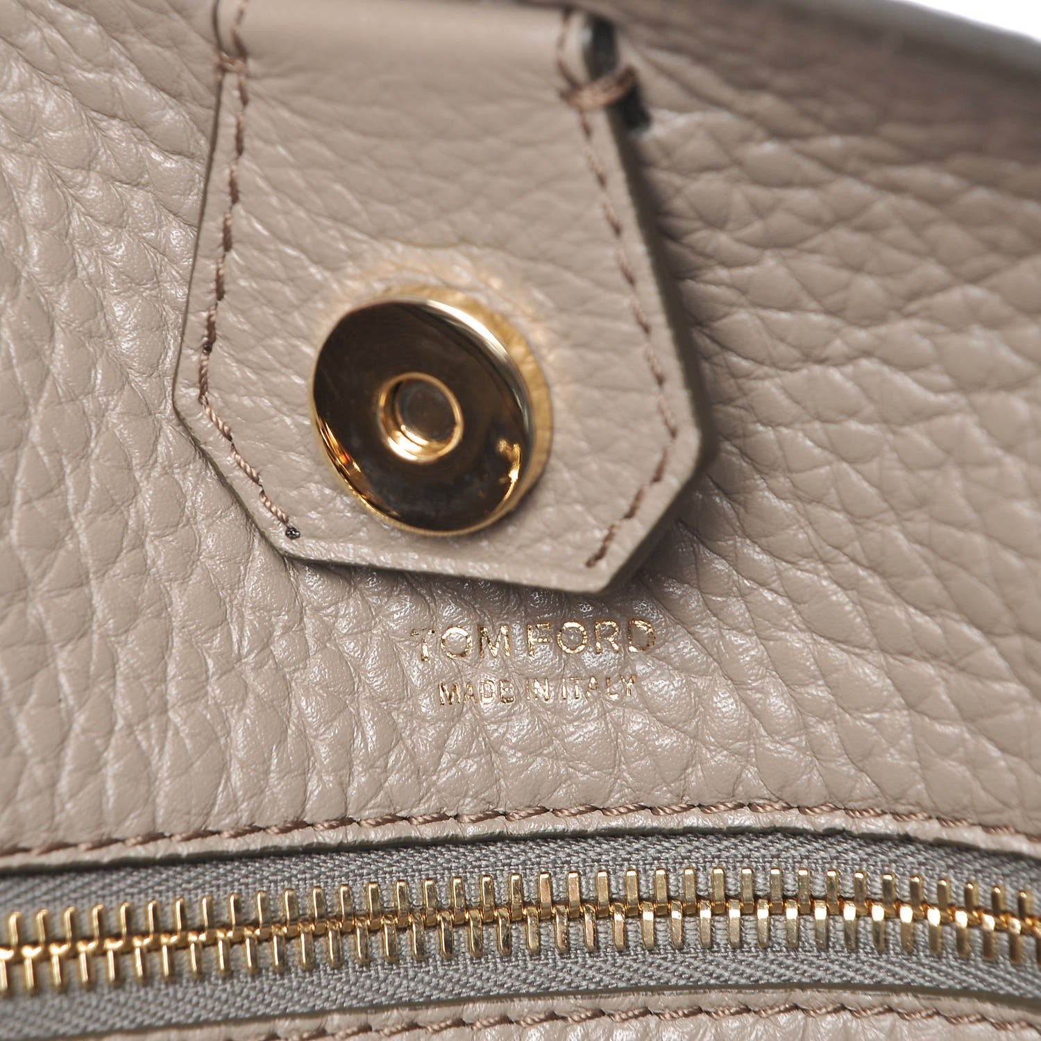 Tom Ford Grained Calfskin Medium Sedgwick Zipper Warm Taupe 10 of 11