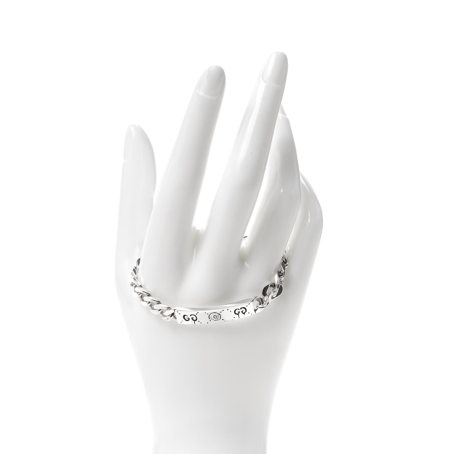 Gucci Sterling Silver GucciGhost Hamlet Skull ID Chain Bracelet 2 of 5