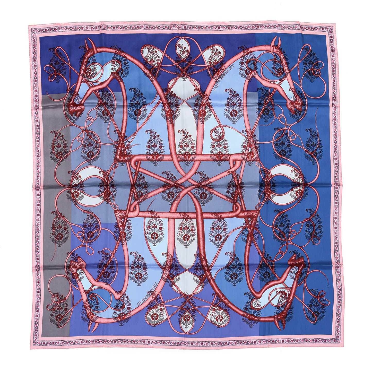Silk Coup de Fouet Scarf 140 Bleu Rose Gris