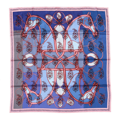 Hermes Silk Coup de Fouet Scarf 140 Bleu Rose Gris 1 of 5