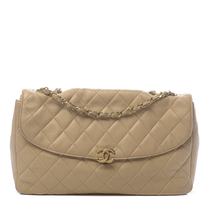 Chanel Lambskin Quilted Jumbo Single Flap Beige 1 of 27