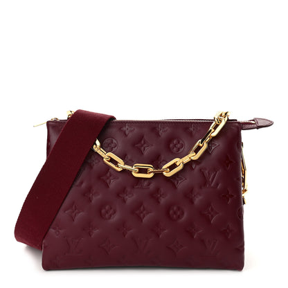 Louis Vuitton Lambskin Embossed Monogram Coussin PM Wine 1 of 8