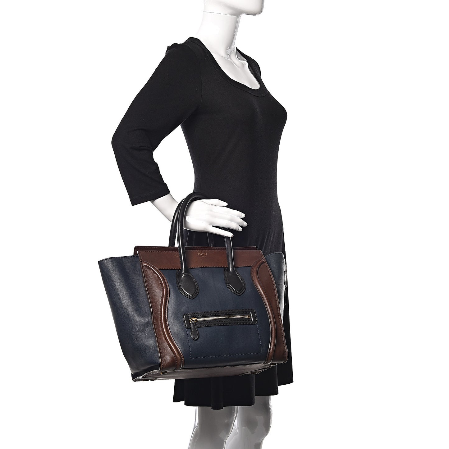 Smooth Calfskin Mini Tri-Color Luggage Navy