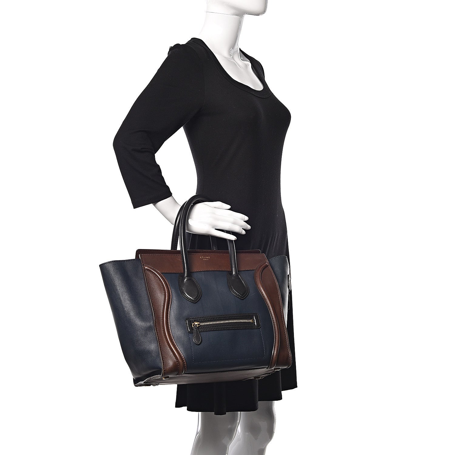 Celine Smooth Calfskin Mini Tri-Color Luggage Navy 3 of 17