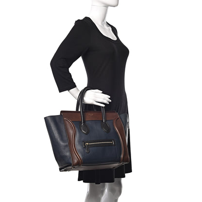 Celine Smooth Calfskin Mini Tri-Color Luggage Navy 3 of 17