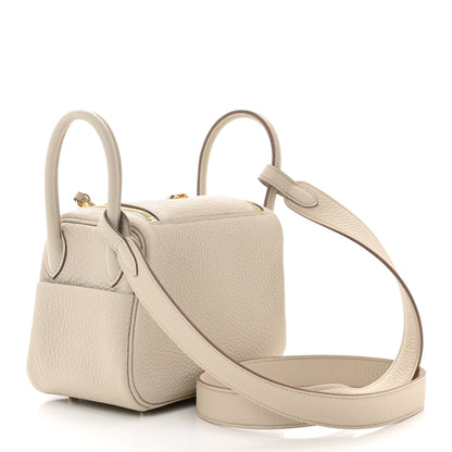 Hermes Taurillon Clemence Mini Lindy 20 Beton 3 of 11