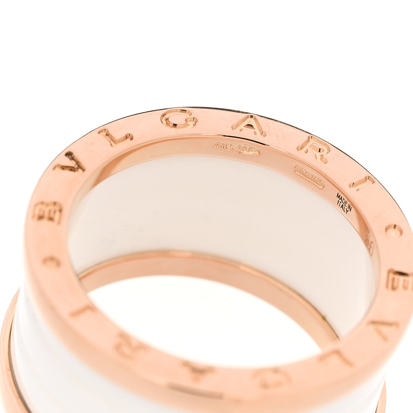 18K Rose Gold White Ceramic B.Zero1 Four-Band Ring 56 7.5