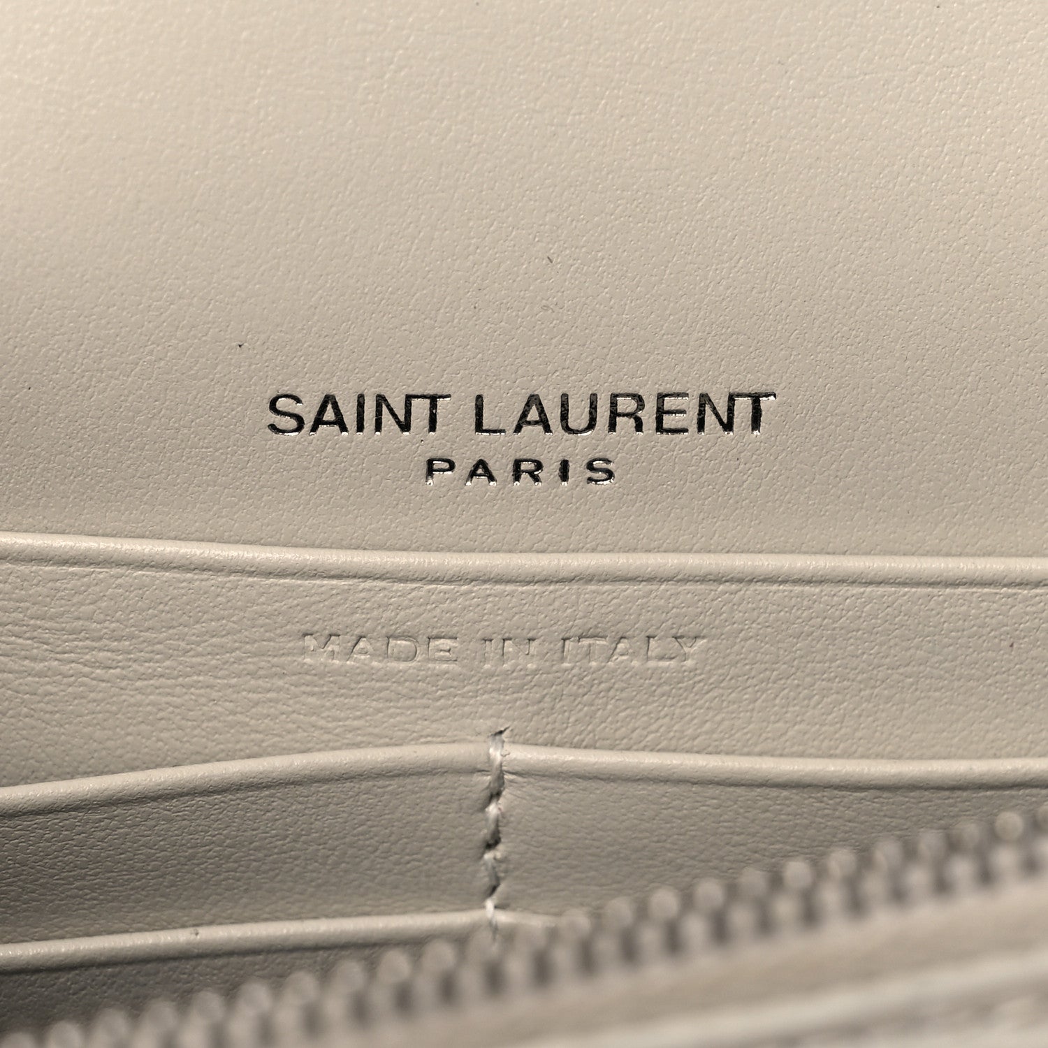 Saint Laurent Calfskin Crocodile Embossed Kate Monogram Tassel Chain Wallet Crema Soft 6 of 14
